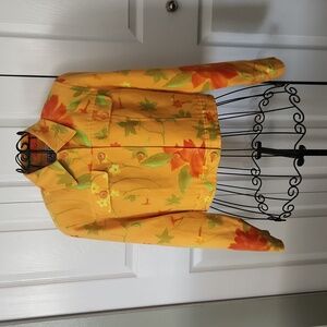 Carlisle vintage Orange Floral Button Up jacket size 4